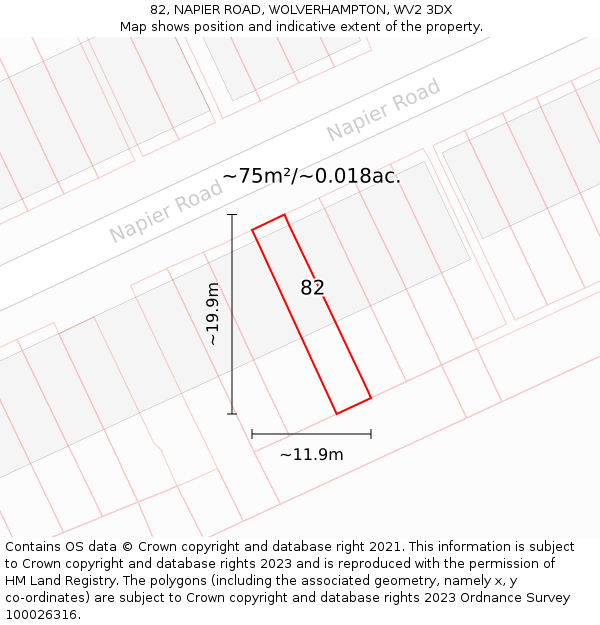 82, NAPIER ROAD, WOLVERHAMPTON, WV2 3DX: Plot and title map