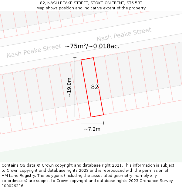 82, NASH PEAKE STREET, STOKE-ON-TRENT, ST6 5BT: Plot and title map