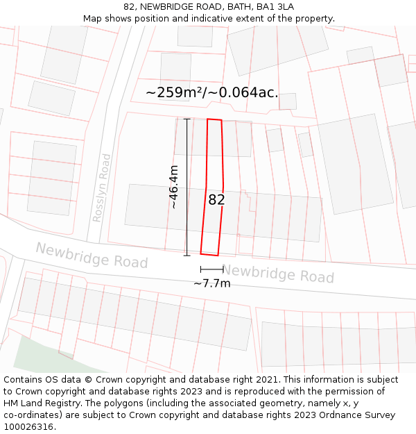 82, NEWBRIDGE ROAD, BATH, BA1 3LA: Plot and title map