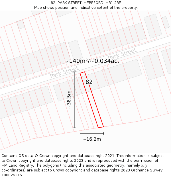 82, PARK STREET, HEREFORD, HR1 2RE: Plot and title map