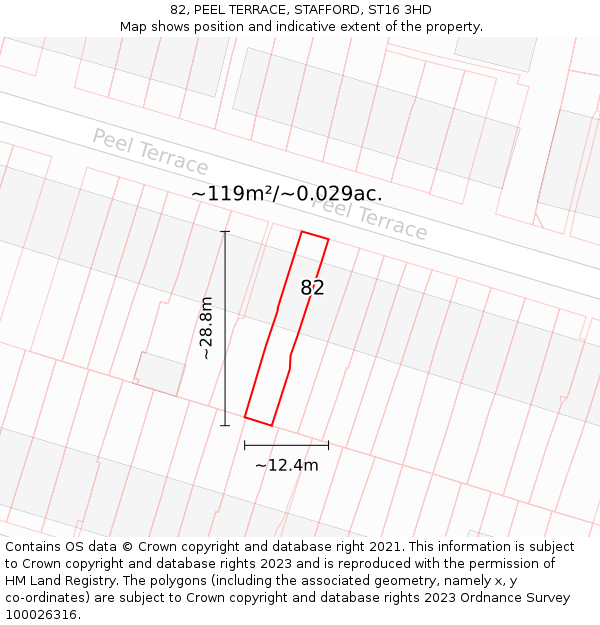 82, PEEL TERRACE, STAFFORD, ST16 3HD: Plot and title map