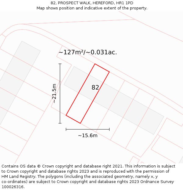 82, PROSPECT WALK, HEREFORD, HR1 1PD: Plot and title map
