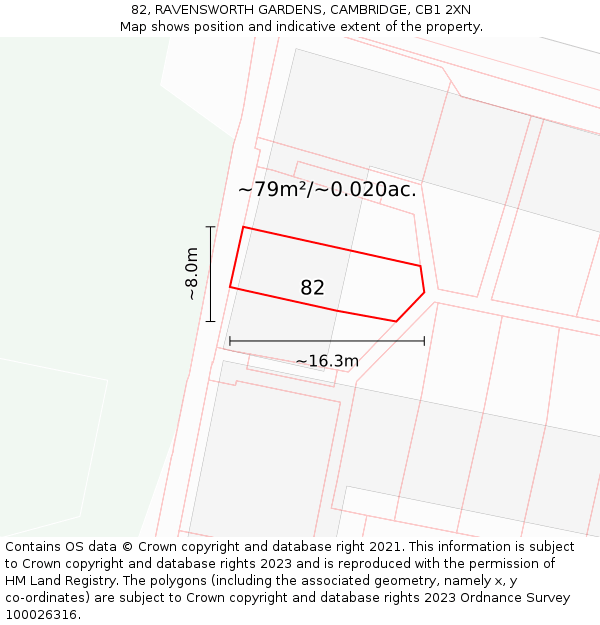 82, RAVENSWORTH GARDENS, CAMBRIDGE, CB1 2XN: Plot and title map