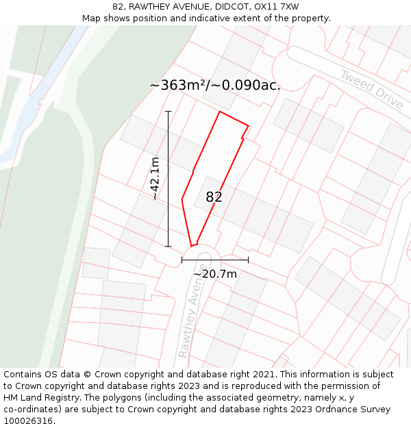 82, RAWTHEY AVENUE, DIDCOT, OX11 7XW: Plot and title map