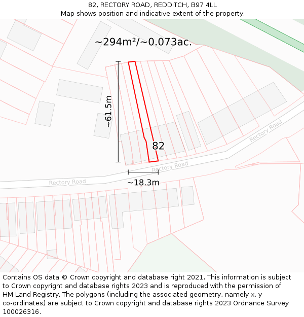 82, RECTORY ROAD, REDDITCH, B97 4LL: Plot and title map