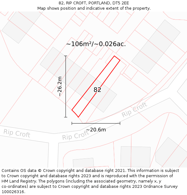 82, RIP CROFT, PORTLAND, DT5 2EE: Plot and title map