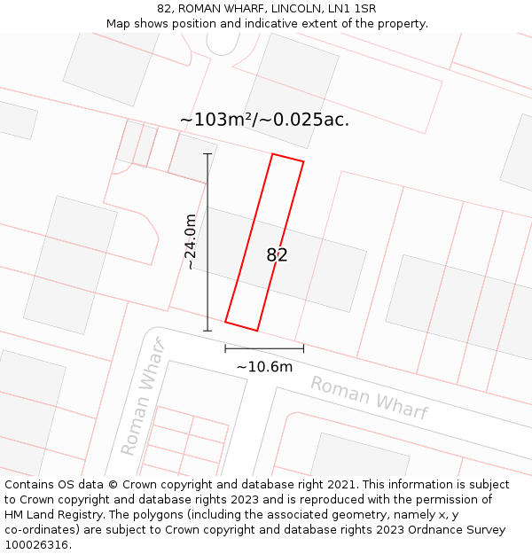 82, ROMAN WHARF, LINCOLN, LN1 1SR: Plot and title map