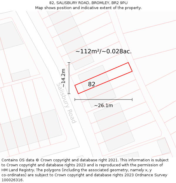 82, SALISBURY ROAD, BROMLEY, BR2 9PU: Plot and title map