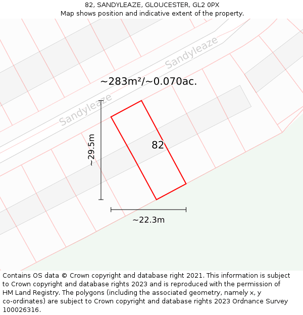 82, SANDYLEAZE, GLOUCESTER, GL2 0PX: Plot and title map