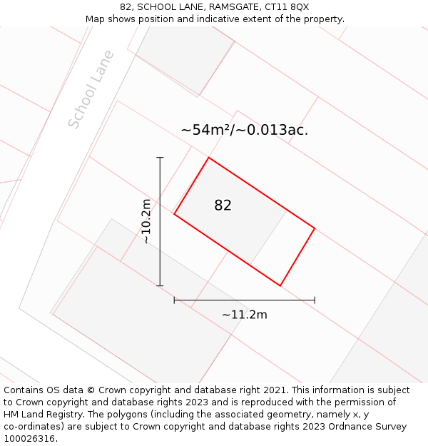 82, SCHOOL LANE, RAMSGATE, CT11 8QX: Plot and title map