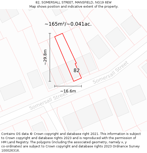 82, SOMERSALL STREET, MANSFIELD, NG19 6EW: Plot and title map