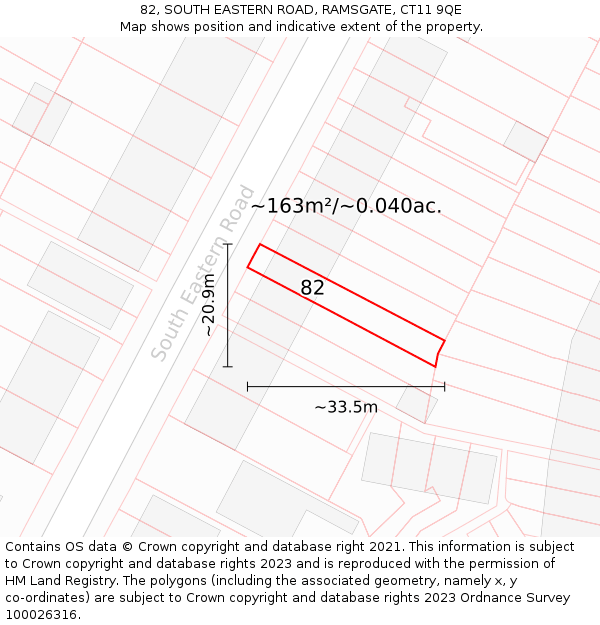 82, SOUTH EASTERN ROAD, RAMSGATE, CT11 9QE: Plot and title map