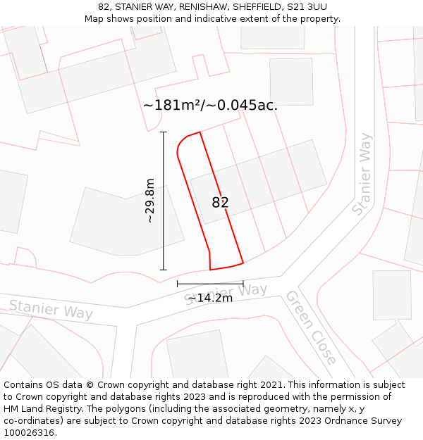 82, STANIER WAY, RENISHAW, SHEFFIELD, S21 3UU: Plot and title map