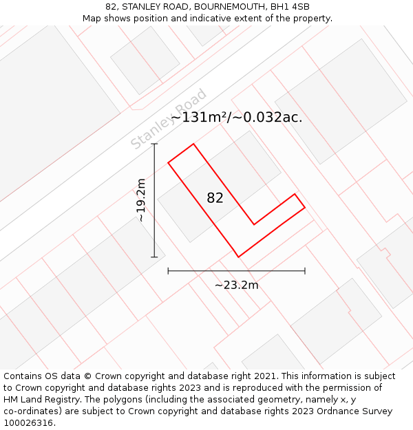 82, STANLEY ROAD, BOURNEMOUTH, BH1 4SB: Plot and title map