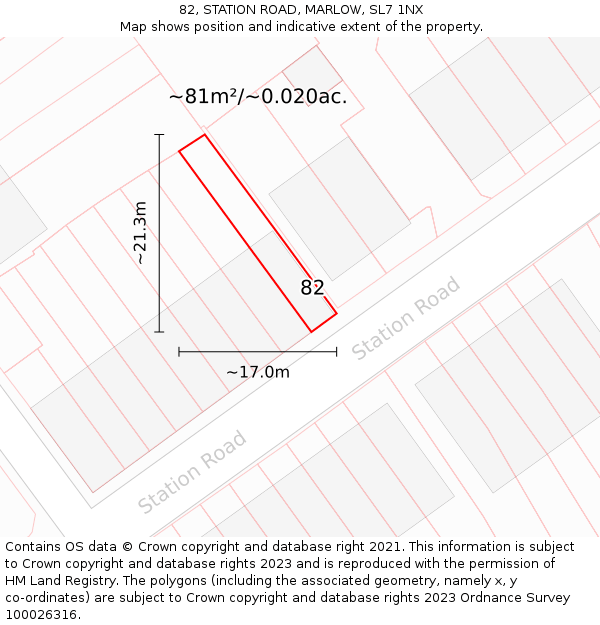 82, STATION ROAD, MARLOW, SL7 1NX: Plot and title map
