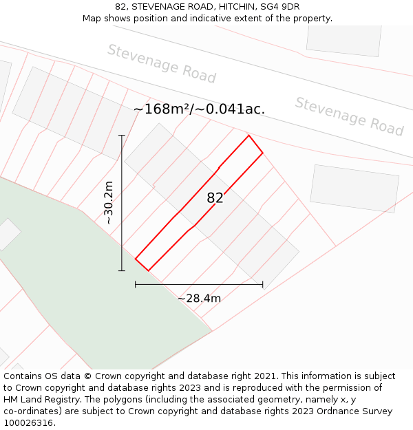 82, STEVENAGE ROAD, HITCHIN, SG4 9DR: Plot and title map