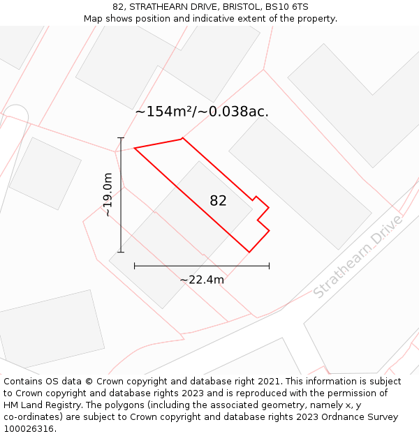 82, STRATHEARN DRIVE, BRISTOL, BS10 6TS: Plot and title map