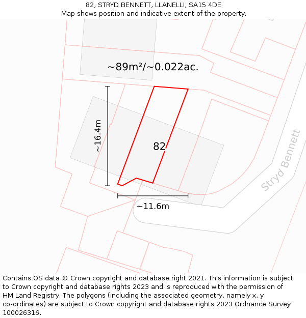 82, STRYD BENNETT, LLANELLI, SA15 4DE: Plot and title map