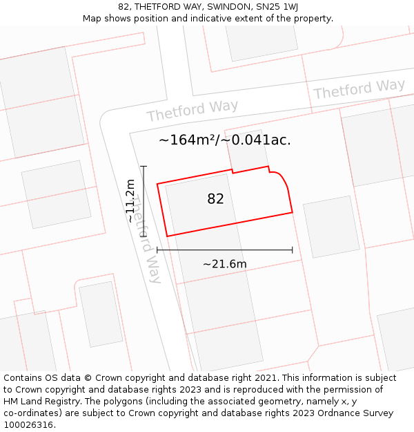 82, THETFORD WAY, SWINDON, SN25 1WJ: Plot and title map