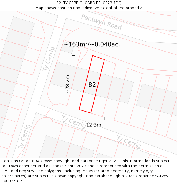 82, TY CERRIG, CARDIFF, CF23 7DQ: Plot and title map