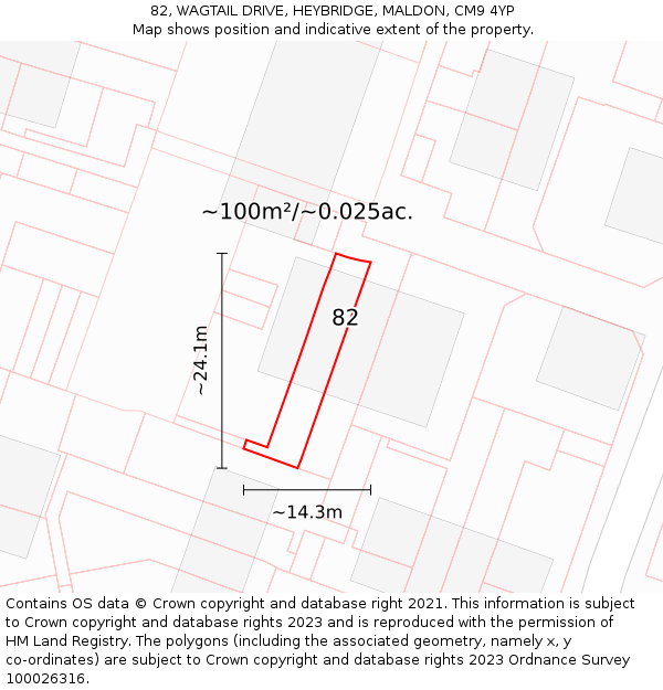 82, WAGTAIL DRIVE, HEYBRIDGE, MALDON, CM9 4YP: Plot and title map
