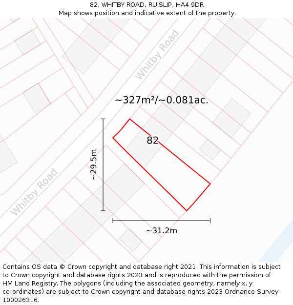 82, WHITBY ROAD, RUISLIP, HA4 9DR: Plot and title map