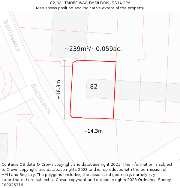82, WHITMORE WAY, BASILDON, SS14 3PA: Plot and title map