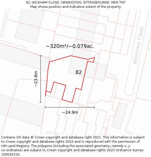 82, WICKHAM CLOSE, NEWINGTON, SITTINGBOURNE, ME9 7NT: Plot and title map