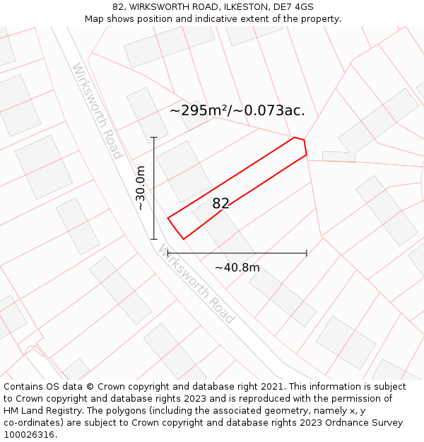 82, WIRKSWORTH ROAD, ILKESTON, DE7 4GS: Plot and title map