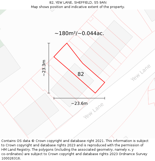 82, YEW LANE, SHEFFIELD, S5 9AN: Plot and title map