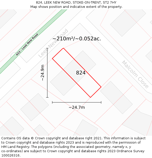 824, LEEK NEW ROAD, STOKE-ON-TRENT, ST2 7HY: Plot and title map