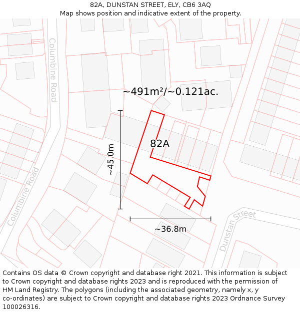82A, DUNSTAN STREET, ELY, CB6 3AQ: Plot and title map