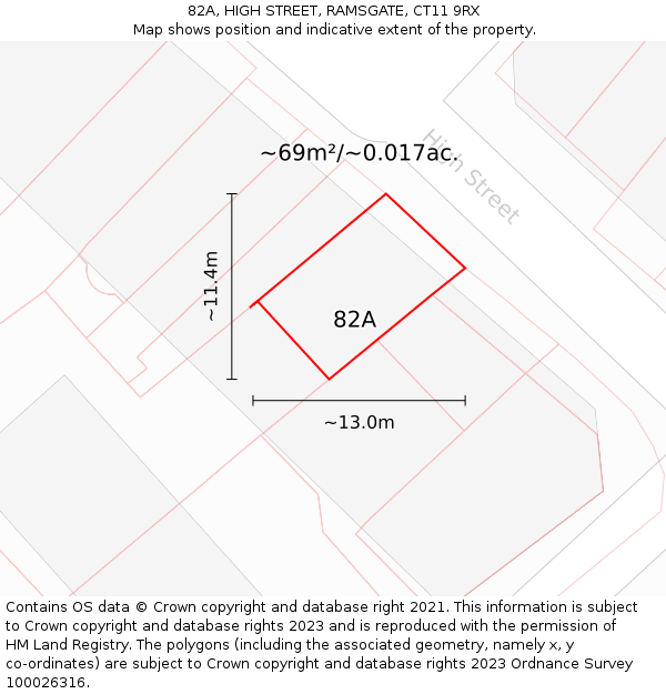 82A, HIGH STREET, RAMSGATE, CT11 9RX: Plot and title map