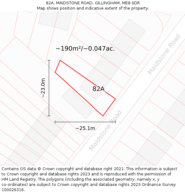 82A, MAIDSTONE ROAD, GILLINGHAM, ME8 0DR: Plot and title map
