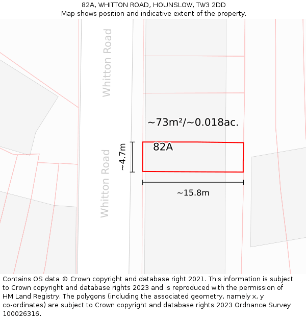 82A, WHITTON ROAD, HOUNSLOW, TW3 2DD: Plot and title map