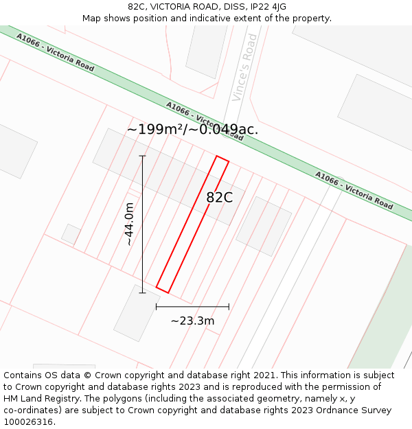 82C, VICTORIA ROAD, DISS, IP22 4JG: Plot and title map