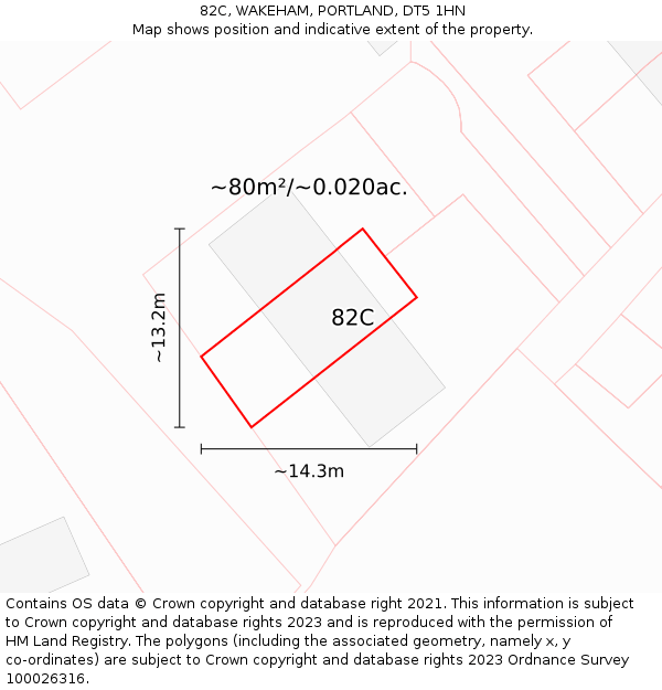 82C, WAKEHAM, PORTLAND, DT5 1HN: Plot and title map