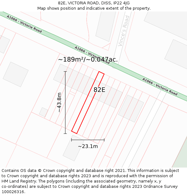 82E, VICTORIA ROAD, DISS, IP22 4JG: Plot and title map