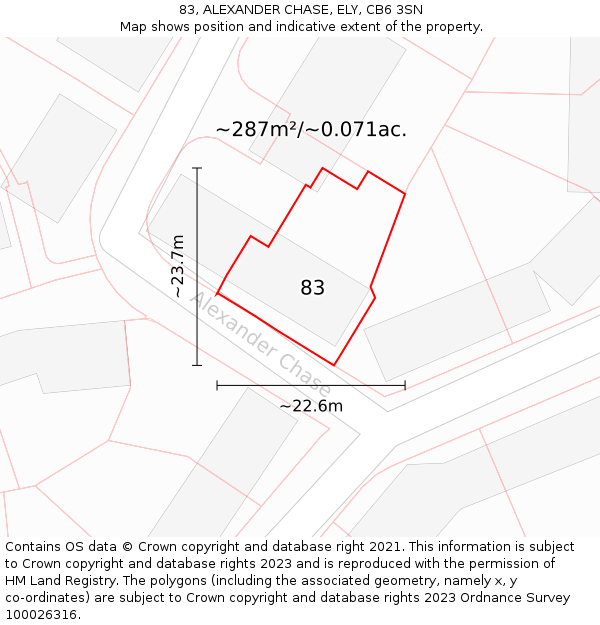 83, ALEXANDER CHASE, ELY, CB6 3SN: Plot and title map