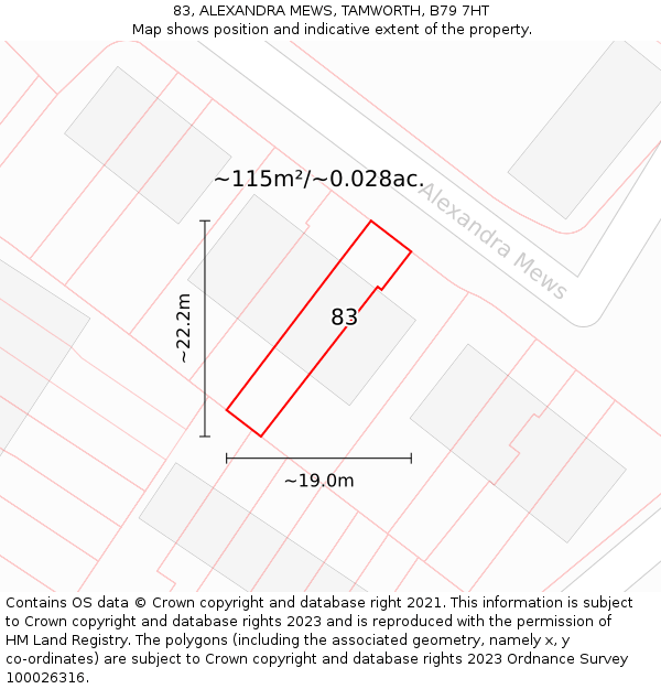 83, ALEXANDRA MEWS, TAMWORTH, B79 7HT: Plot and title map