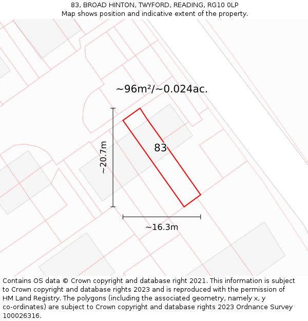 83, BROAD HINTON, TWYFORD, READING, RG10 0LP: Plot and title map