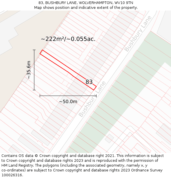 83, BUSHBURY LANE, WOLVERHAMPTON, WV10 9TN: Plot and title map