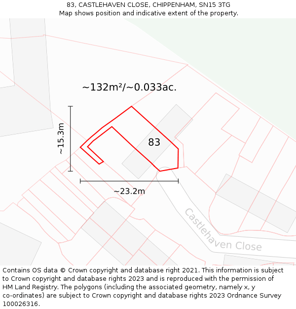 83, CASTLEHAVEN CLOSE, CHIPPENHAM, SN15 3TG: Plot and title map