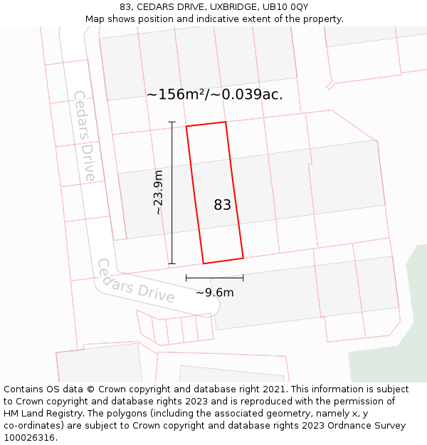 83, CEDARS DRIVE, UXBRIDGE, UB10 0QY: Plot and title map