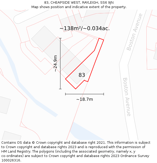 83, CHEAPSIDE WEST, RAYLEIGH, SS6 9JN: Plot and title map