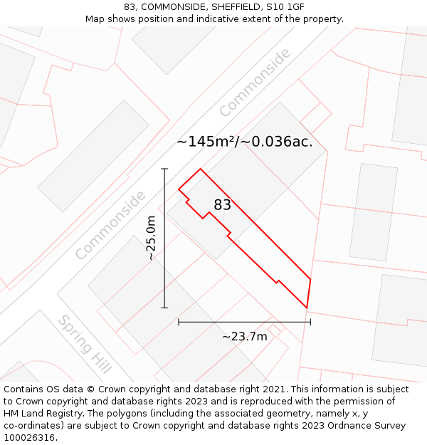 83, COMMONSIDE, SHEFFIELD, S10 1GF: Plot and title map