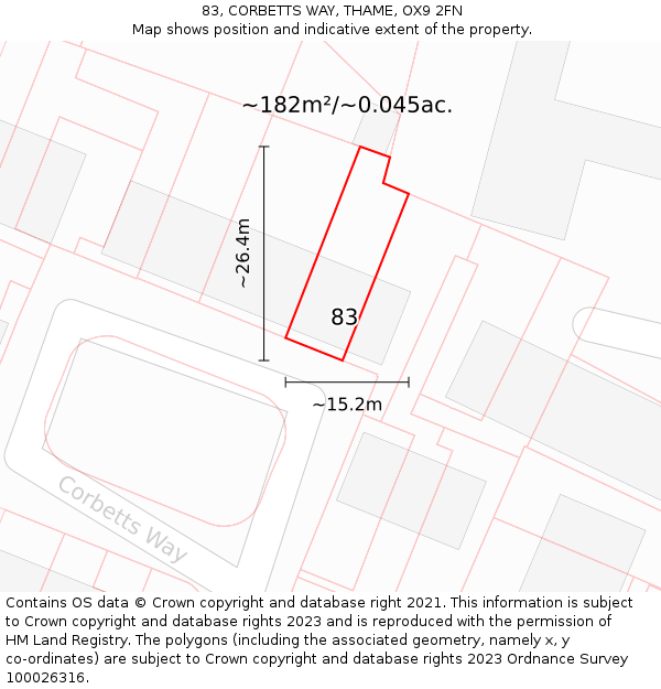 83, CORBETTS WAY, THAME, OX9 2FN: Plot and title map