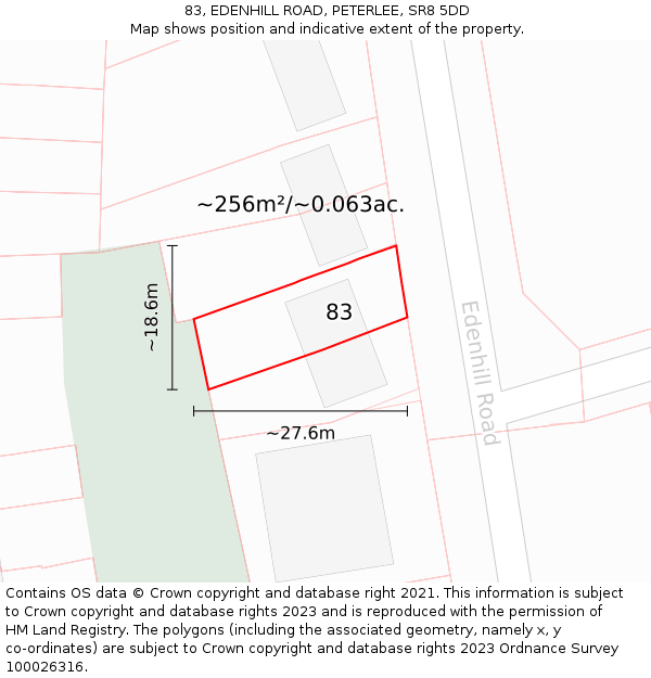 83, EDENHILL ROAD, PETERLEE, SR8 5DD: Plot and title map