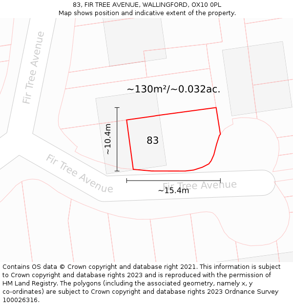 83, FIR TREE AVENUE, WALLINGFORD, OX10 0PL: Plot and title map