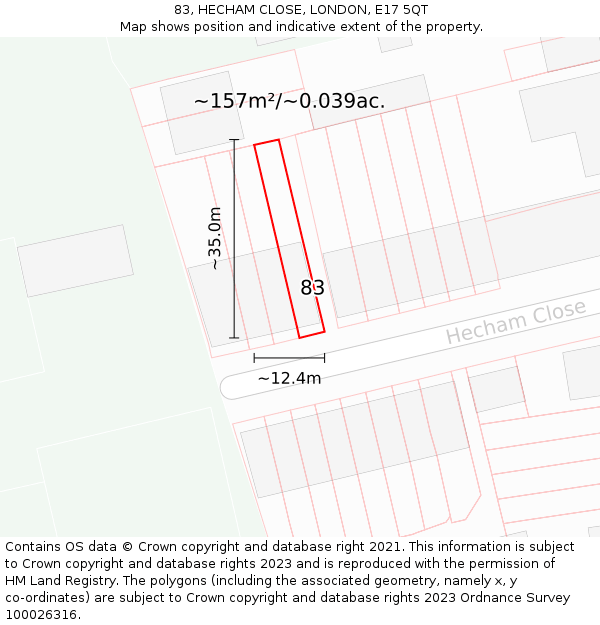 83, HECHAM CLOSE, LONDON, E17 5QT: Plot and title map
